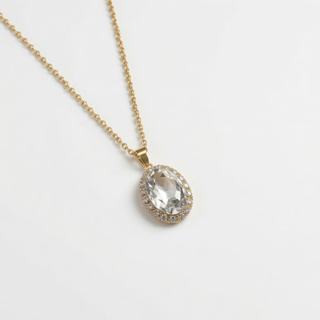 Zircon Stone Pendant necklace - (Red / White)