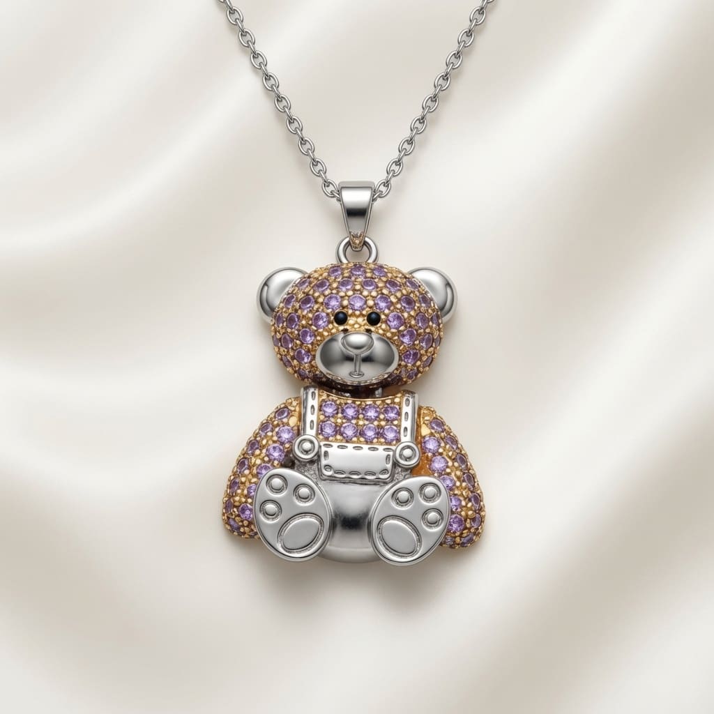 Bear Pendant Necklace - Various colors