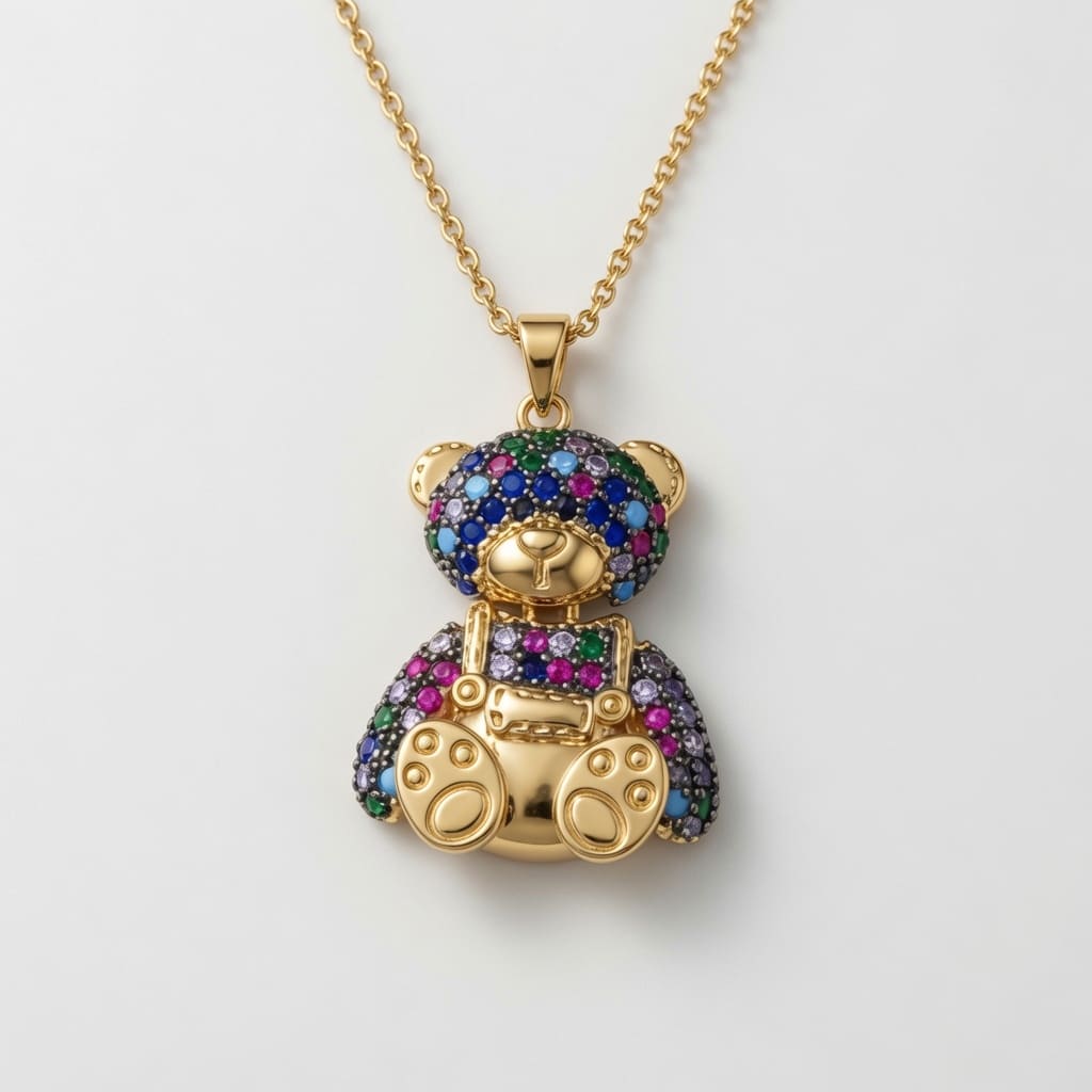 Bear Pendant Necklace - Various colors