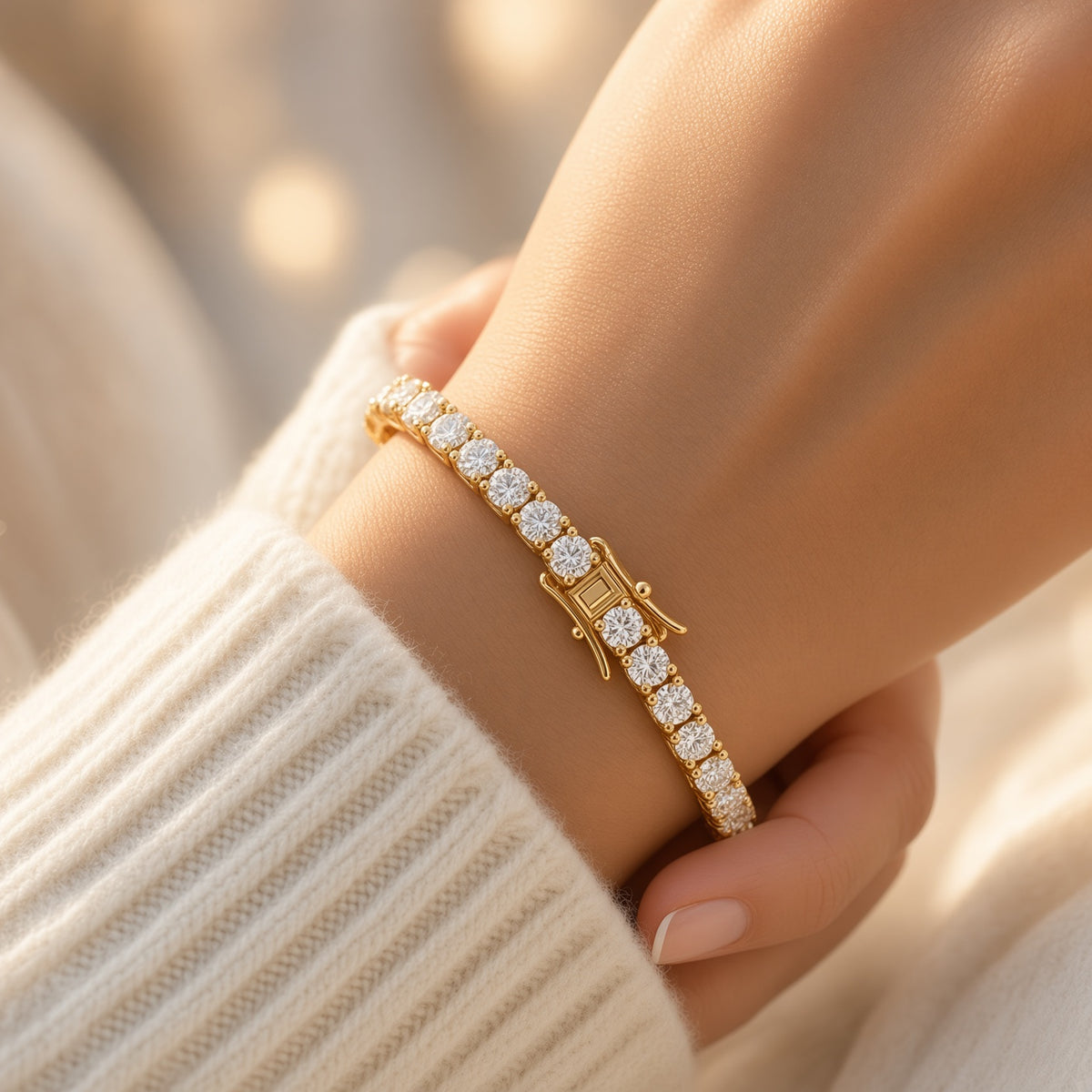 Classic Silver and Gold Moissanite Bracelet